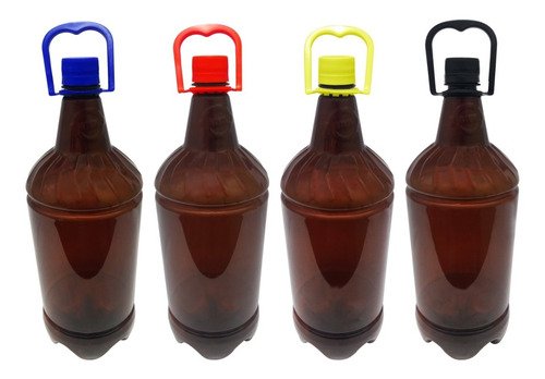 24 Frasco Plástico Âmbar Pet 2l Tampa Rosca Lacre Alça Gr2