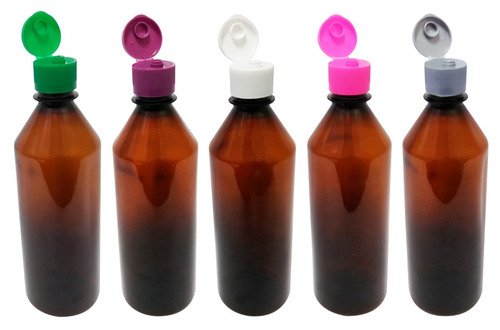 50 Frascos Plástico Âmbar Pet 500ml C/ Tampa Fliptop Cos - Imagem 2