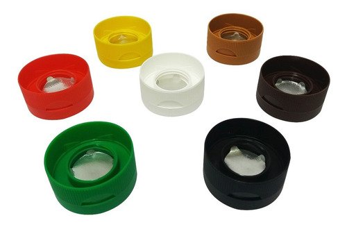 150 Tampas Plásticas Coloridas Top Down Fliptop Bocal 28 - Imagem 3