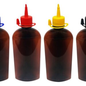 62 Frascos Plástico Âmbar Pet 400ml C/ Bico Aplicador Min