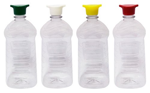 27 Frasco Plástico Cristal Pet De 1l Tampa Rosca 2 Bico Ama