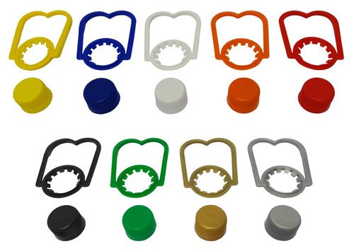 52 Tampas E Alças Plásticas Coloridas Rosca Lacre Bocal 28