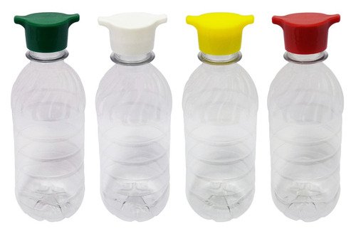 16 Frasco Plástico Cristal Pet 330ml Tampa Rosca 2 Bico Suc