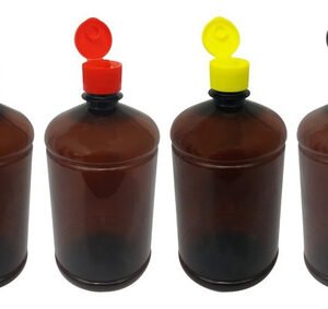 6 Frascos Plástico Âmbar Pet De 1l Com Tampa Fliptop Sab