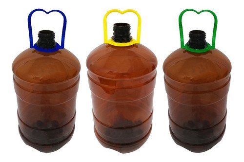 3 Frascos Plásticos Âmbar Pet 2l Com Alças 2 Dedos Gro - Imagem 2