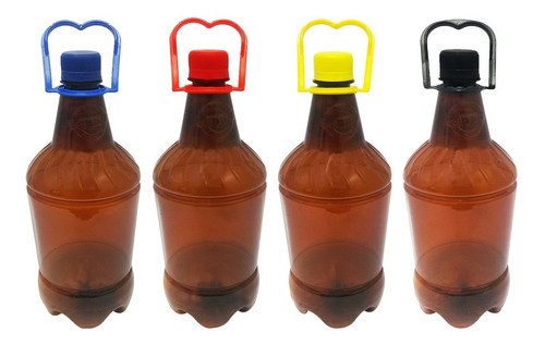 36 Frasco Plástico Âmbar Pet 1,5l Cerveja Tampa Alça Growler