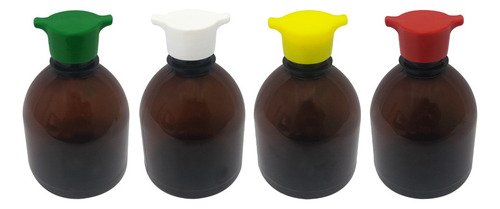 160 Frasco Plástico Âmbar Pet 300ml Tampa Rosca 2 Bico Sab