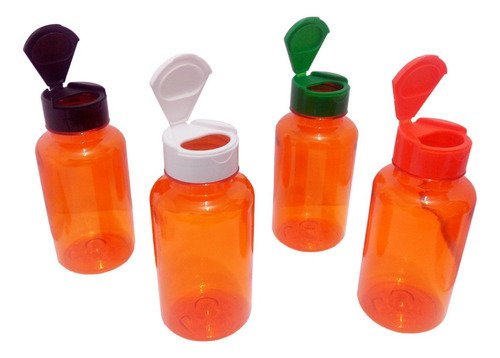 210 Frasco Plástico Laranjado Pet 240ml Tamp Fliptop Cap Sup