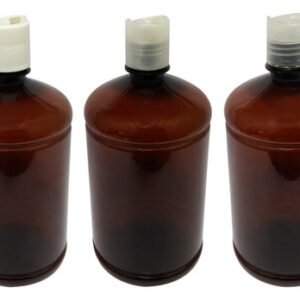 6 Frascos Plástico Âmbar Pet De 1l Com Tampa Disktop Sab