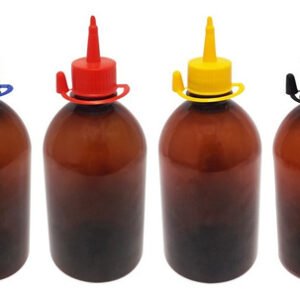 12 Frascos Plástico Âmbar Pet 500ml C/ Bico Aplicador Sab