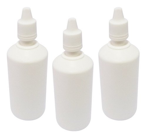 486 Frasco Plástico Branco Pe 100ml C/ Tampa Lacre Gotejador