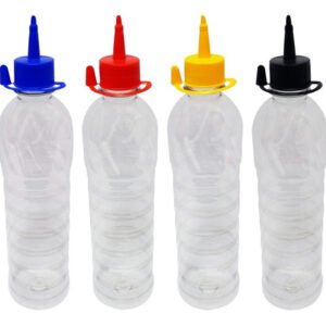 12 Frascos Plástico Cristal Pet 500ml C/ Bico Aplicador Lim