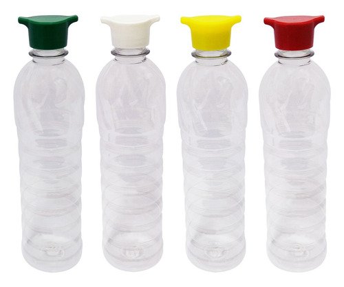 98 Frasco Plástico Cristal Pet 500ml Tampa Rosca 2 Bico Lim