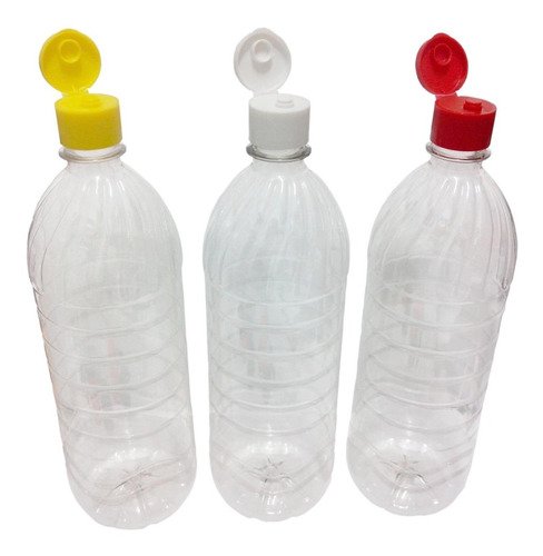 25 Frascos Plástico Cristal Pet De 1l Com Tampa Fliptop Suc