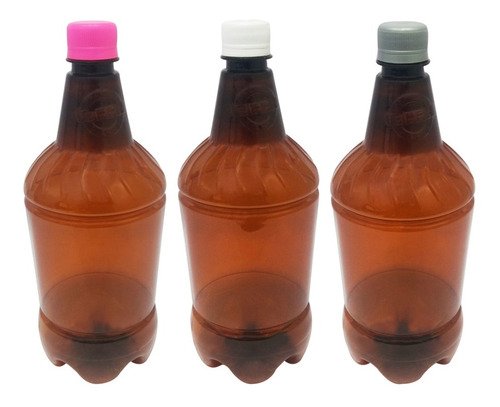 48 Frascos Plástico Âmbar Pet 1l Com Tampa Rosca Lacre Gr2 - Imagem 3