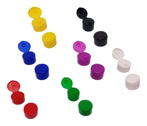 220 Tampas Plásticas Coloridas Batoque Fliptop Bocal 24