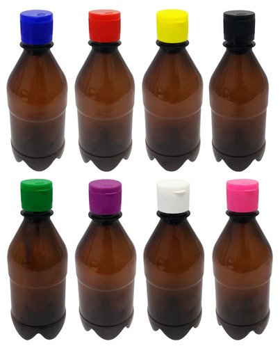 16 Frascos Plástico Âmbar Pet 350ml C/ Tampa Fliptop Agu - Imagem 3