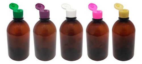 48 Frascos Plástico Âmbar Pet 500ml C/ Tampa Fliptop Sab - Imagem 3