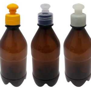 70 Frascos Plástico Âmbar Pet 350ml C/ Tampa Pushpull Agu