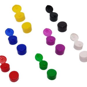 130 Tampas Plásticas Coloridas Batoque Fliptop Bocal 24