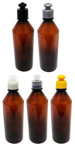 50 Frascos Plástico Âmbar Pet 500ml C/ Tampa Pushpull Cos - Imagem 3