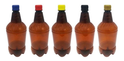 48 Frascos Plástico Âmbar Pet 1l Com Tampa Rosca Lacre Gr2