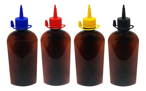 132 Frascos Plástico Âmbar Pet 400ml C/ Bico Aplicador Min