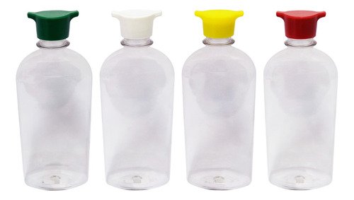 132 Frasco Plástico Cristal Pet 400ml Tampa Rosca 2 Bico Min