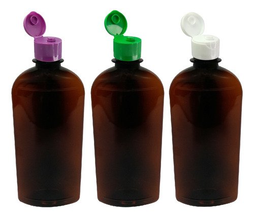 16 Frascos Plástico Âmbar Pet 400ml C/ Tampa Fliptop Min - Imagem 5