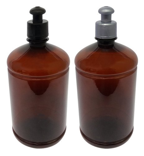 22 Frascos Plásticos Âmbar Pet 1l Com Tampa Pushpull Sab - Imagem 2