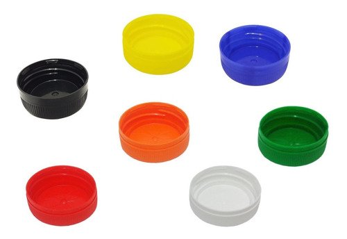 60 Tampas Plásticas Coloridas Rosca Com Lacre Bocal 38 - Imagem 2