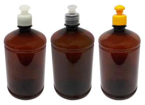 22 Frascos Plásticos Âmbar Pet 1l Com Tampa Pushpull Sab