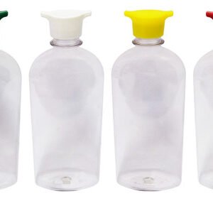 62 Frasco Plástico Cristal Pet 400ml Tampa Rosca 2 Bico Min