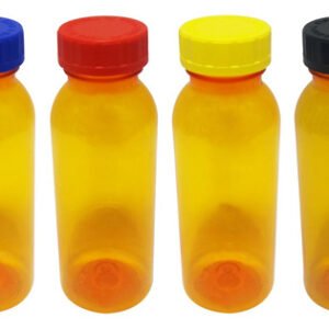 19 Frascos Plásticos Laranja Pet 300ml Com Tampa Child Det