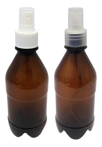 16 Frascos Plásticos Âmbar Pet 350ml Válvula Spray S Agu