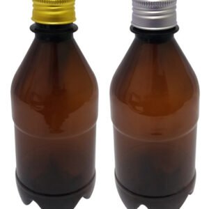 16 Frascos Plástico Âmbar Pet 350ml Tampa Aluminio S/ Agu