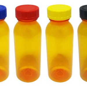 70 Frascos Plásticos Laranja Pet 300ml Com Tampa Child Det