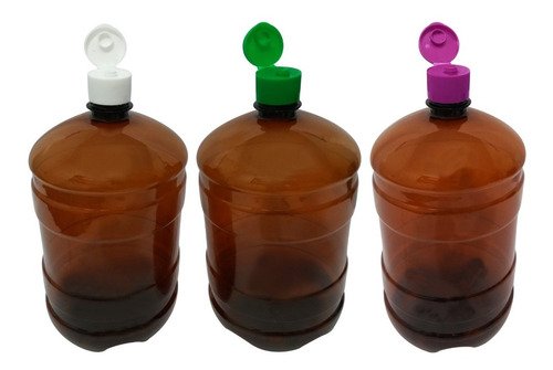 3 Frascos Plástico Âmbar Pet De 2l Com Tampa Fliptop Gro - Imagem 2