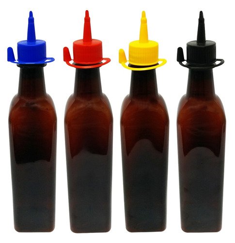 48 Frascos Plástico Âmbar Pet 500ml C/ Bico Aplicador Aze