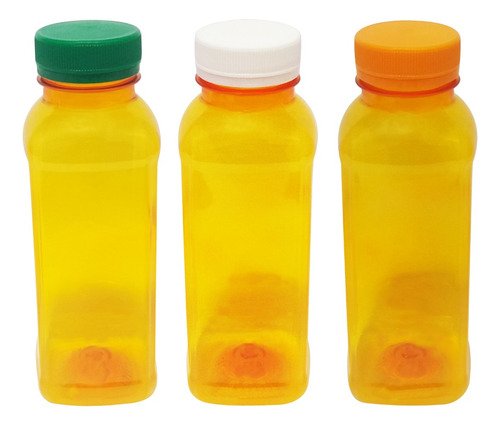 180 Frascos Plástico Laranja Pet 300ml Tampa Rosca Lacre Qua - Imagem 2