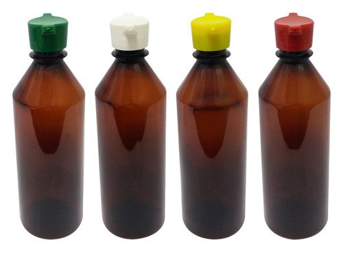 50 Frasco Plástico Âmbar Pet 500ml Tampa Rosca 2 Bico Cos - Imagem 2