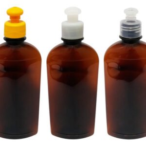 135 Frascos Plástico Âmbar Pet 400ml C/ Tampa Pushpull Min