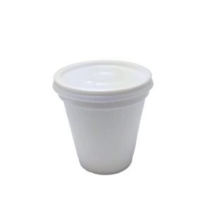 100 COPOS TÉRMICOS DESCARTÁVEL ISOPOR C/ TAMPA BRANCO 118ML