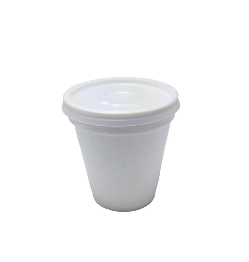 100 COPOS TÉRMICOS DESCARTÁVEL ISOPOR C/ TAMPA BRANCO 118ML