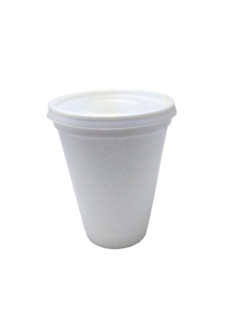100 COPOS TÉRMICOS DESCARTÁVEL ISOPOR C/ TAMPA BRANCO 177ML