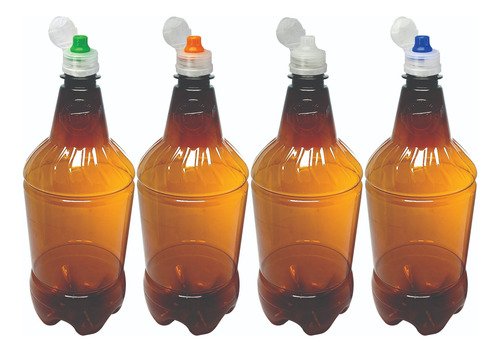 48 Frascos Plásticos Âmbar Pet 1l Tampa Sport Fliptop Gr2