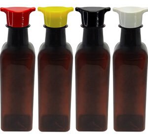 211 Frasco Plástico Âmbar Pet 250ml Com Tampa 2 Bico Aze