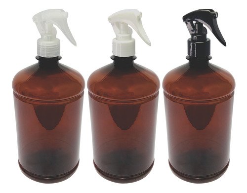 22 Frascos Plásticos Âmbar Pet 1l Com Válv Mini Gatilho Sab