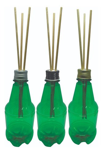 918 Frascos Plástico Verde 300ml Tampa Difusor Varetas Gr2
