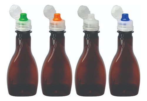 26 Frasco Plástico Âmbar 200ml Pet Tampa Sport Fliptop Mol